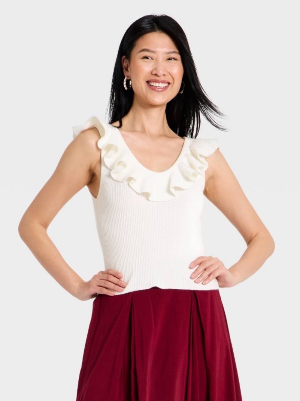 Ruffled Scoop Knit Tank